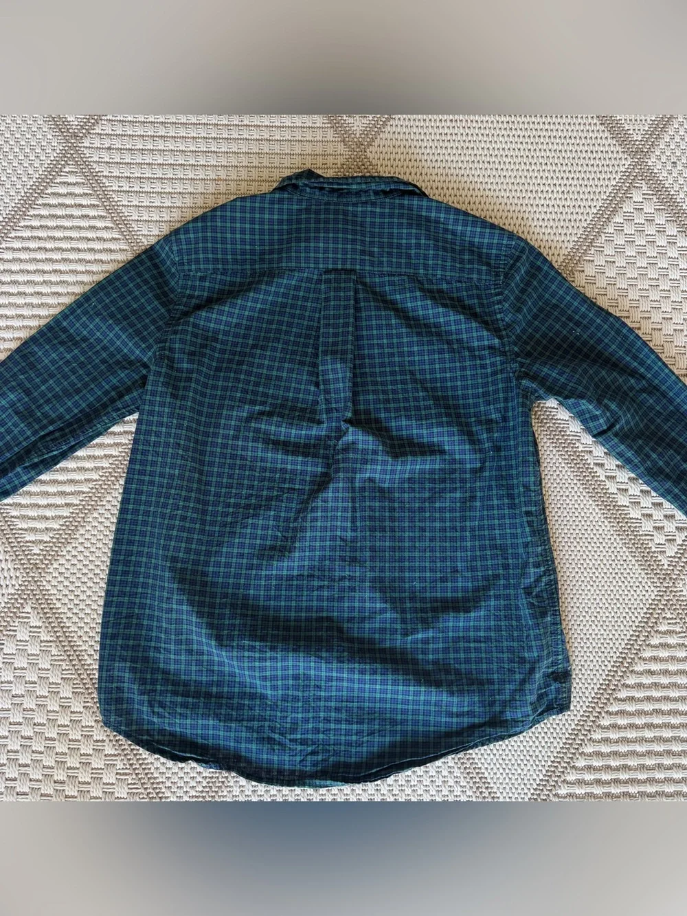Ralph Lauren Dark Navy Green Plaid Check Button-Down Long Sleeve Shirt L 14-16